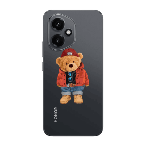 Honor Magic 400 Bear in a hat Transparent Silicone TPU Θήκη